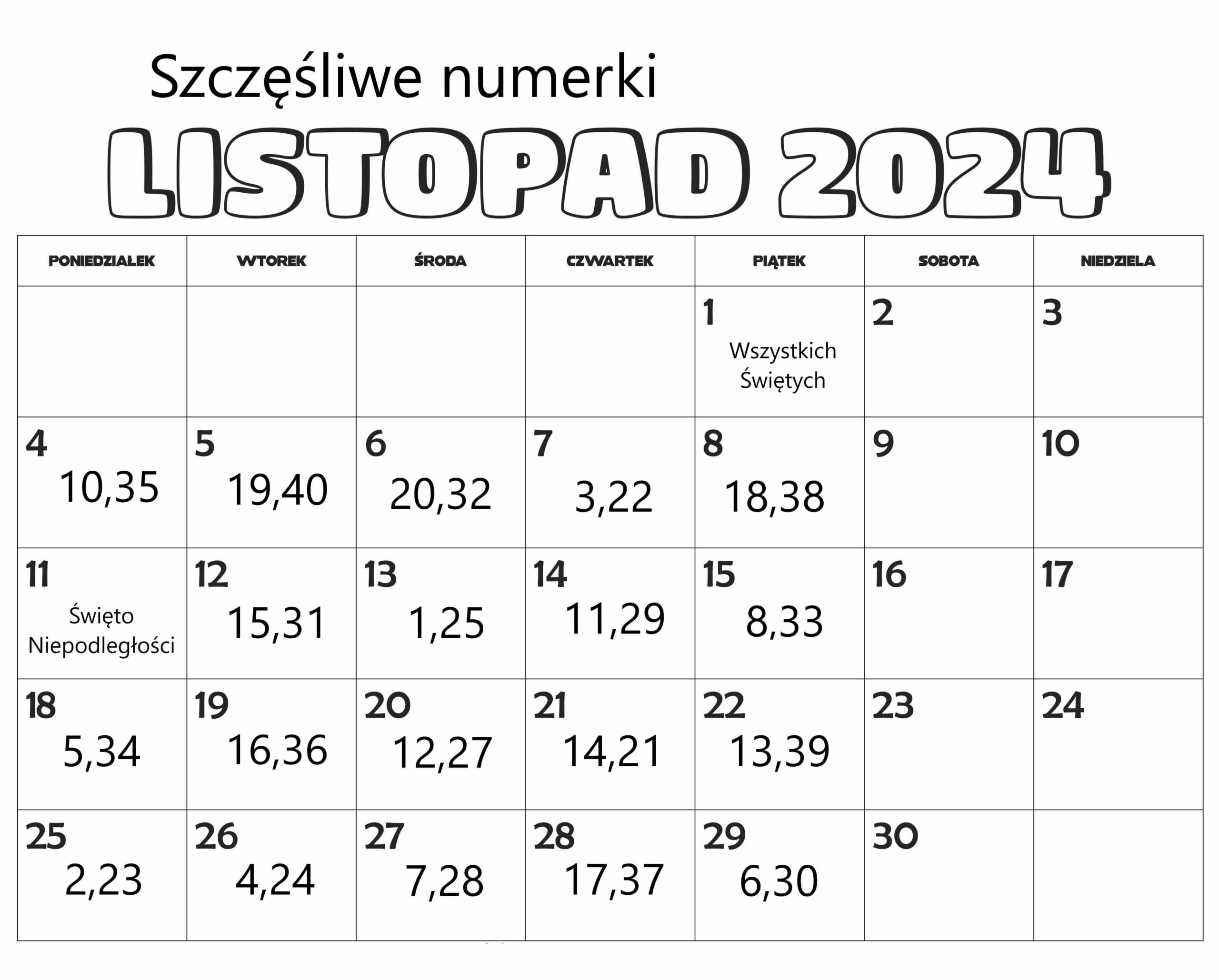 Numerki Listopad